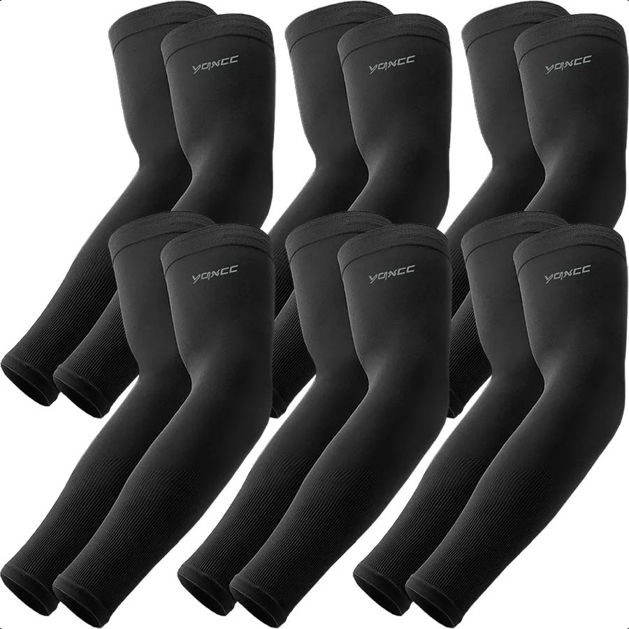 6 pares de fundas de brazo para hombres y mujeres UPF 50 refrigeración protección solar UV mangas de compresión deportivas