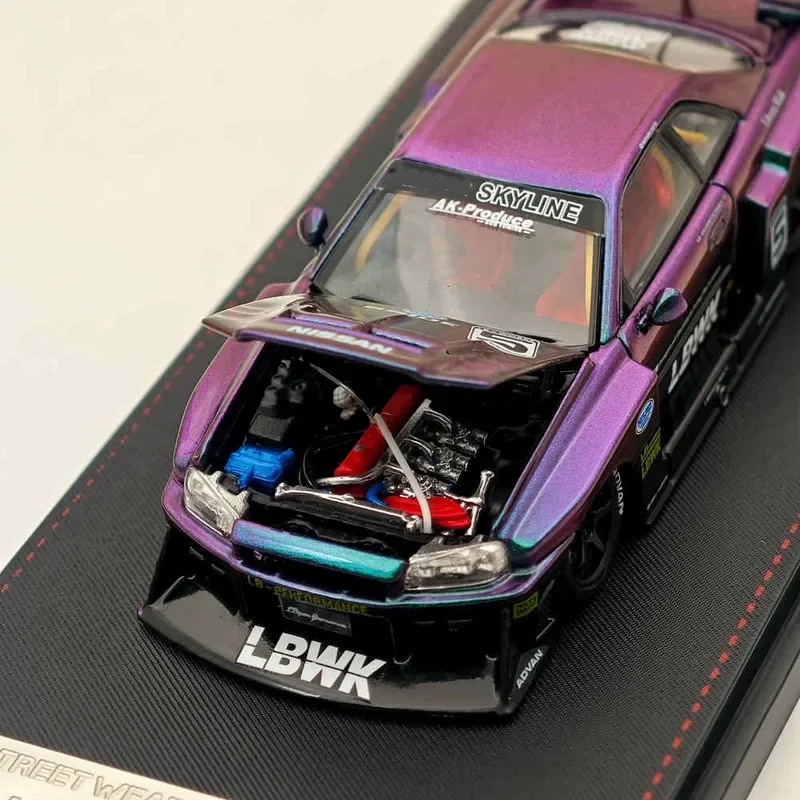 Street Weapon&Time Micro 1/64 Car GT-R ER34 LBWK Wide Body Simulation Alloy Car Model