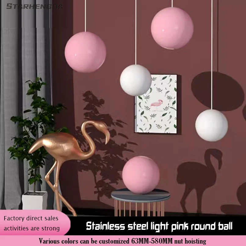 

Metal color hollow window decoration large ball Stainless steel light pink round ball mirror shopping mall ceiling Christmas bal