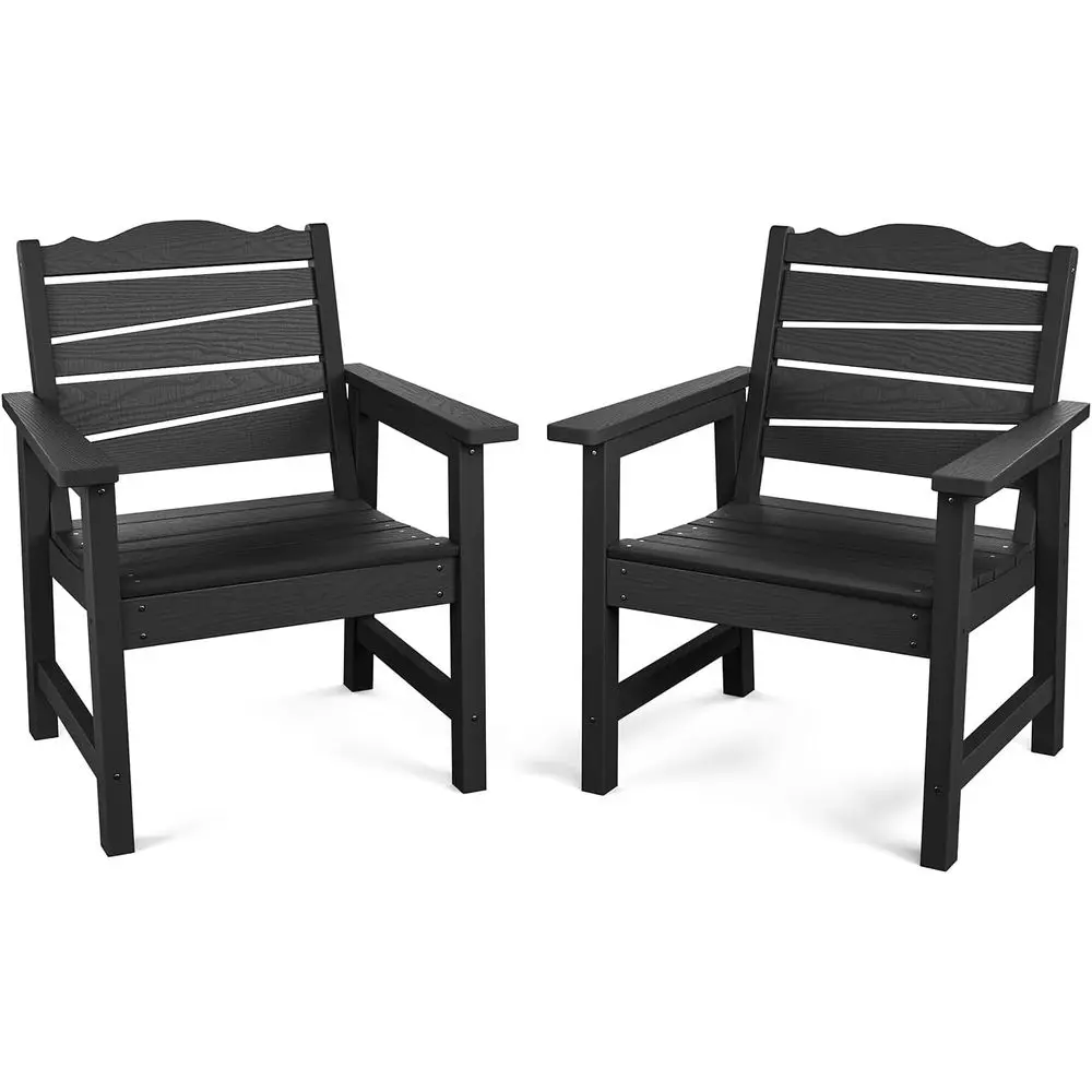 

Set of 2 Weatherproof HIPS Patio Chairs, Ergonomic Wide Seats, Supports 400lbs, Suitable for Outdoor Dining, Garden, Porch, and
