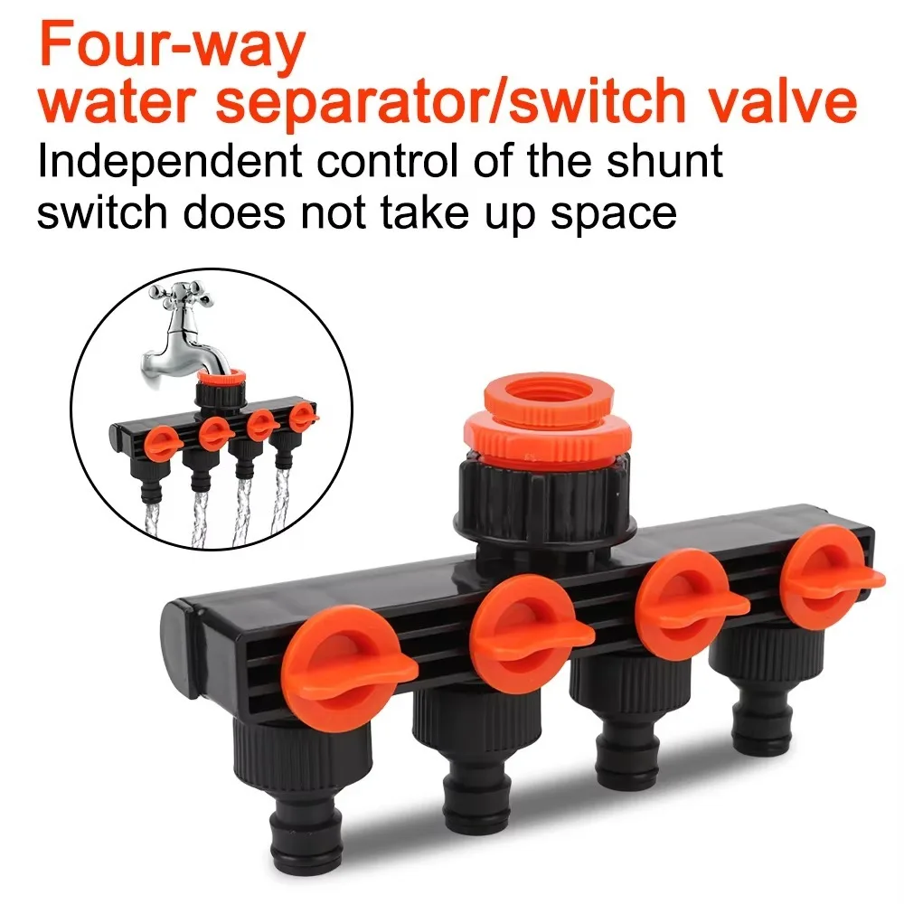 One in Four Valve Splitter Water Pipe Hose Multi-function Watering Connector Distributor Garden Accessories Nipple Connector