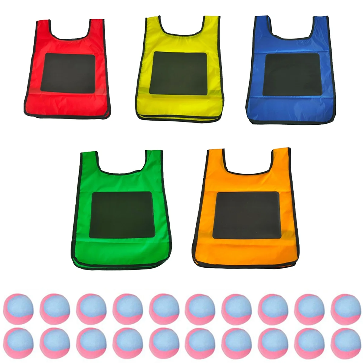 Eludeball Game Set -5Pcs Kids Eludeball Tag Sticky Vests with 20 Sport Elude Balls for Indoor Outdoor Playground Games M