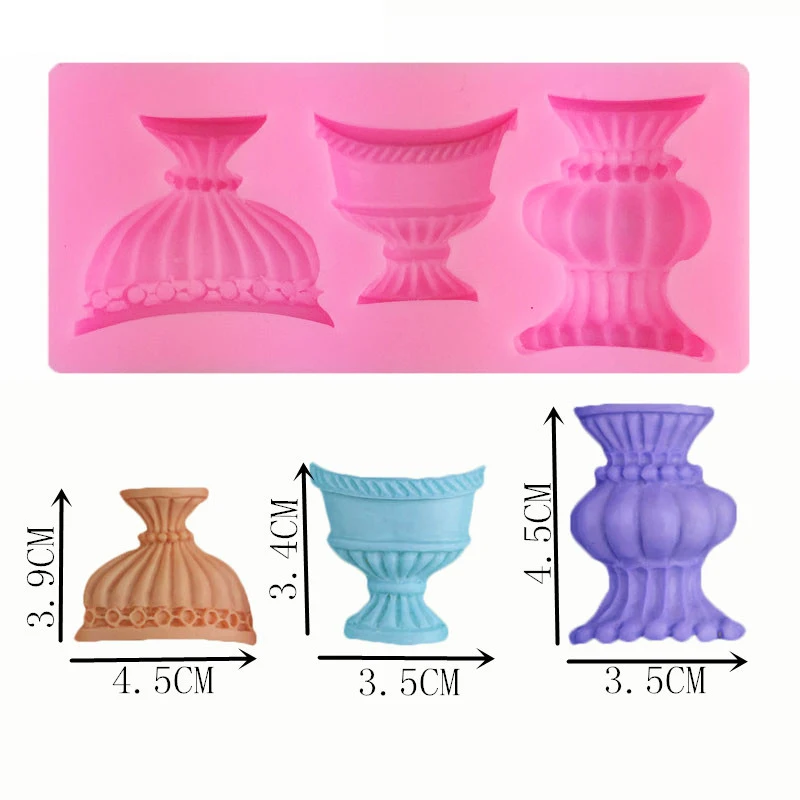 Kitchen Accessories Vase Liquid Pigment Sugar Fondant Silicone Mold For Baking Chocolate Cake Decoration Sugar Candy Bakery Clay