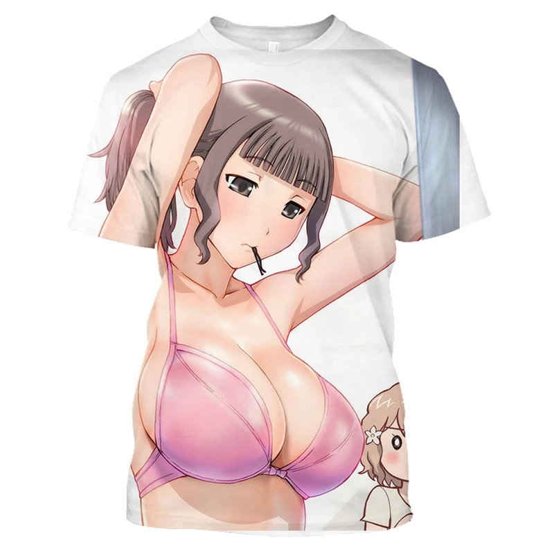 3D Printed T Shirt Kawaii Bikini Naked Girl Short Sleeve Sexy Anime Harajuku T-shirts Men Fashion Casual Streetwear Cool Clothes