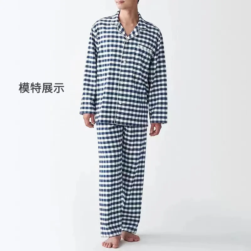 100% Cotton High Quality Pajamas Set Men Double Strand Cotton Home Cloth Women Autumn Winter Breathable Sleepwear Couple Pajamas