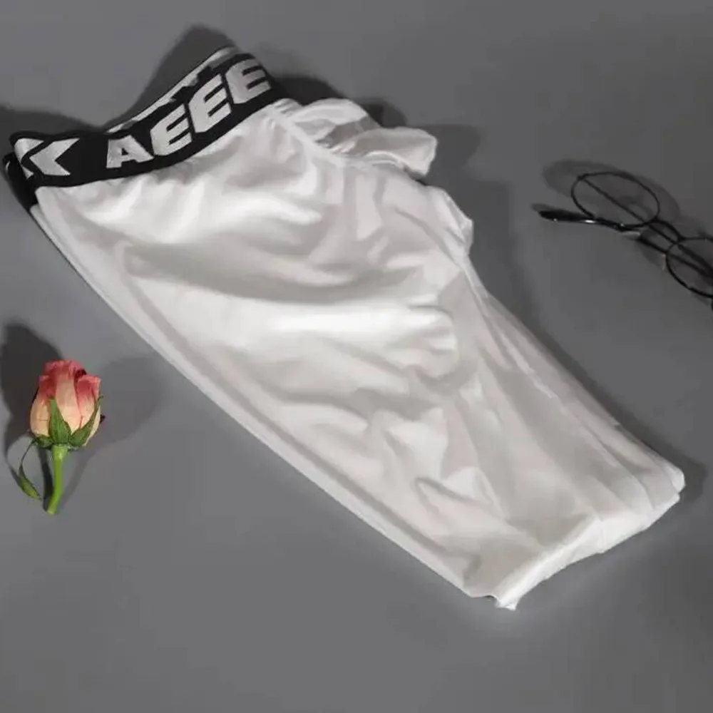 

Glossy Summer Satin Silk Mens Fitness Plus Size Sporty Leggings Ultra-thin Skinny Workout Tight Pants