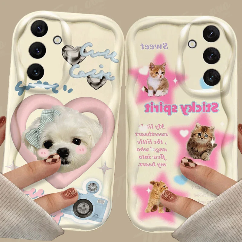 Lovely Cat Dog Heart Star Silicone Phone Case For Samsung Galaxy A53 A54 A34 A14 A24 A13 A23 A33 A73 A15 A05 A05S A71 A51 Cover