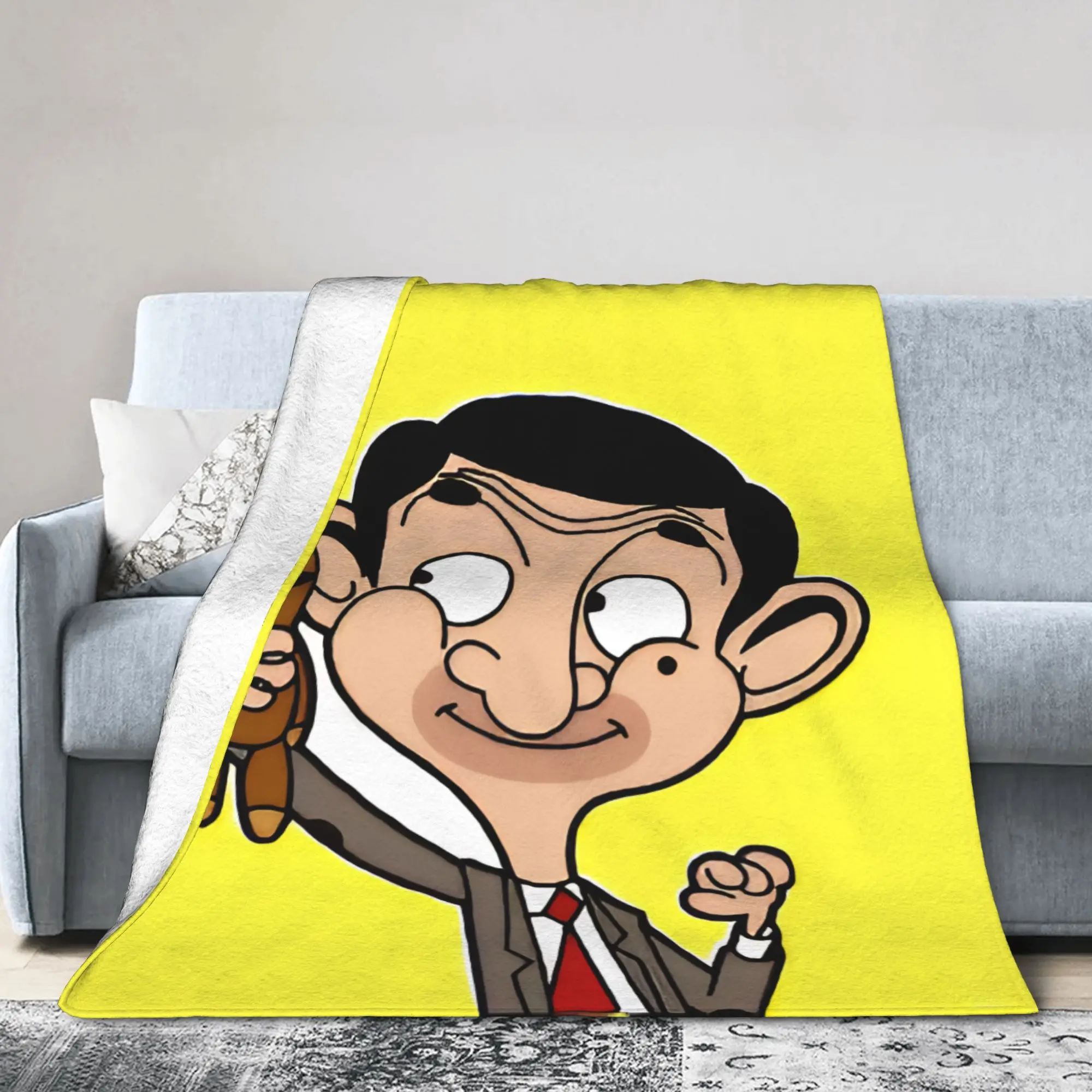Mr. Beans Teddy Bear  Fuzzy Blankets  Creative Throw Blanket for Home Hotel Sofa  200x150cm Quilt,