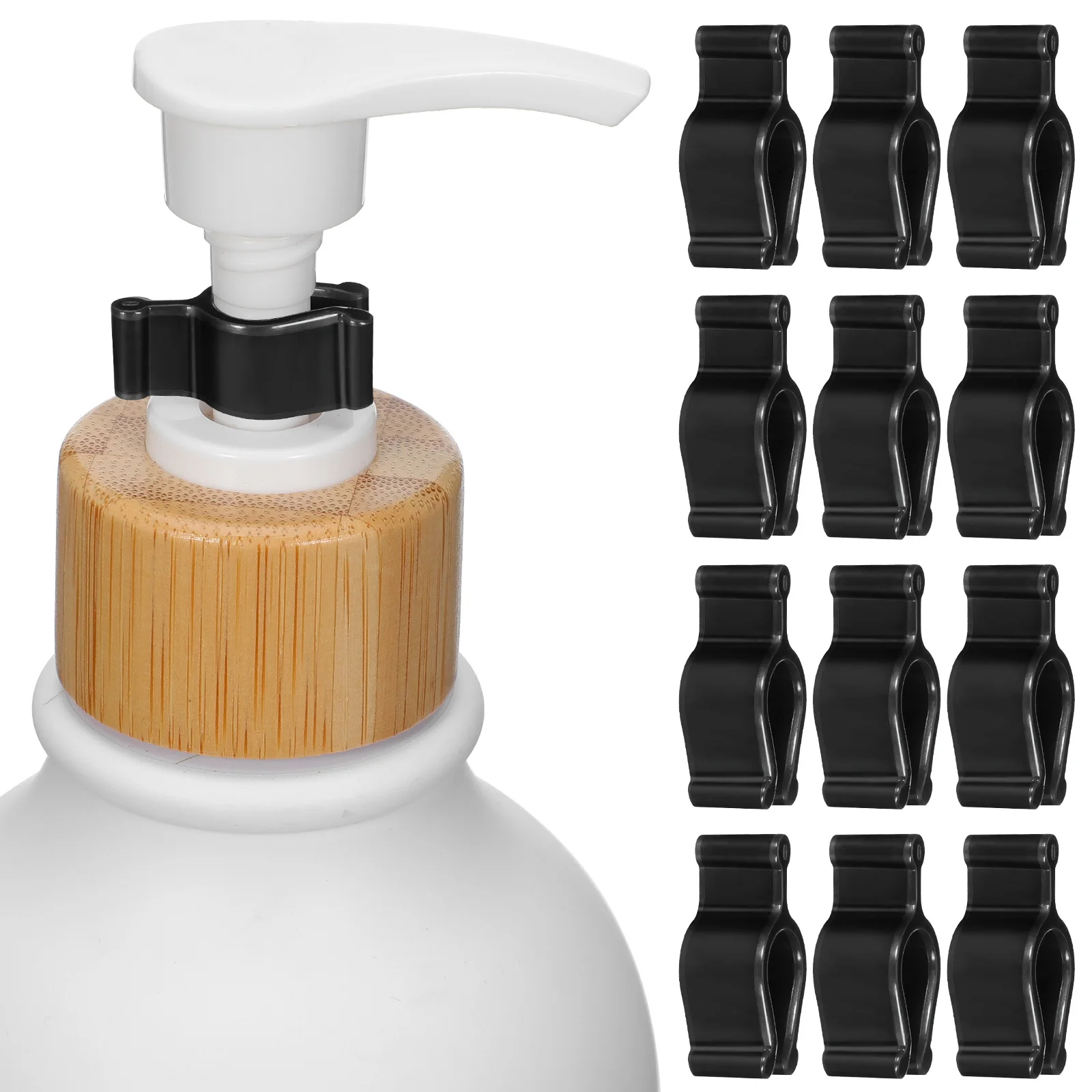 

5pcs 5 PCS Pump Dispenser Head Travel Shampoo Bottles Locks for Leakproof and Clips Lotion