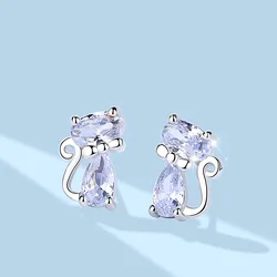 Pendientes de plata con forma de gato para mujer, aretes con forma de Margarita, accesorios góticos, joyería de cumpleaños, 925