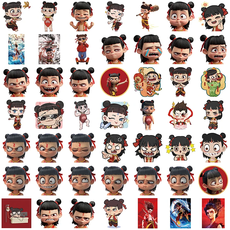 50pcs Magic Child Nezha Series Graffiti Stickers For Mobile Phone Shell Skateboard Decorative Stickers DIY Toy Sticker Pack