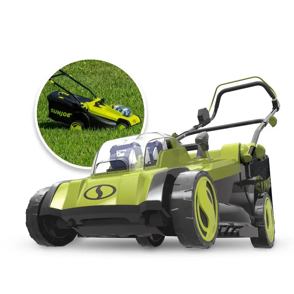 Battery Powered Walk-Behind Lawn Mower 17" Mulching w/ Adjustable Height & 11-Gallon Grass Catcher