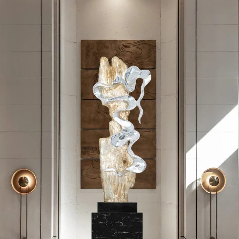 

Modern hotel lobby sculpture, abstract plating ornaments, large works of art, light luxury corridor, living room, floor decorati