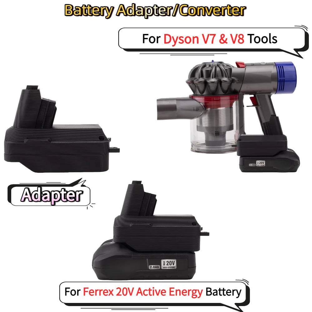 For Ferrex 20V Active Energy Li-ion Battery TO Dyson V7 & V8 Handheld Vacuum Battery Adapter/Converter(Only Adapter)