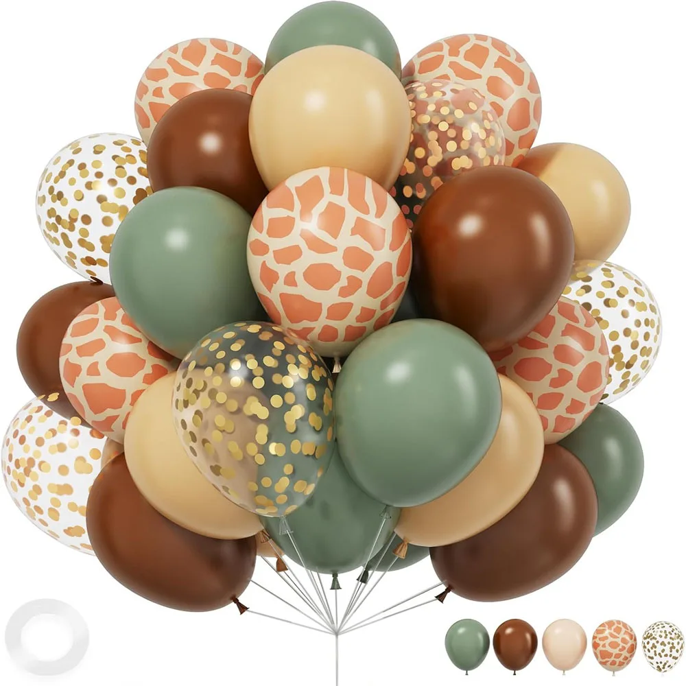Ensemble de ballons en latex sur le thème des animaux de la jungle pour la décoration de fête d'anniversaire, célébration d'événements, baby shower