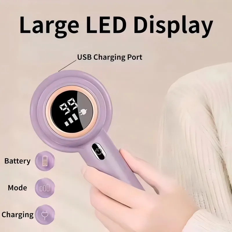 مزيل الوبر القابل لإعادة الشحن عبر USB شاشة LED كبيرة منزلية متعددة الوظائف شاشة ديجيتال مزيل كرة الشعر المتقلب
