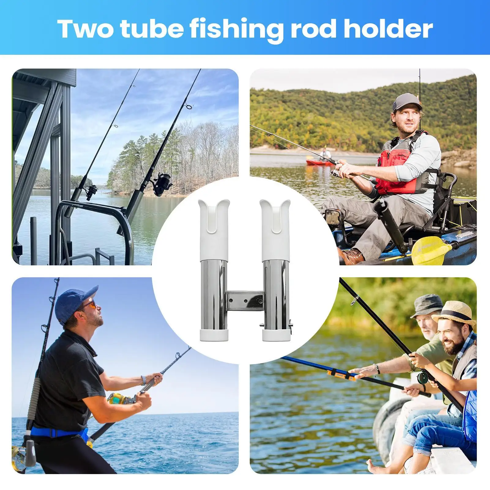 

Держатель для удочек на лодку, двойной, усиленный, для рыбалки, для путешествий, для соленой воды, для понтонных лодок, каяков, яхт
