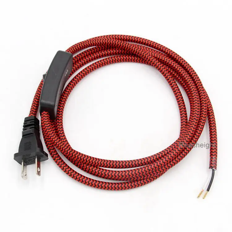 

5pcs AC 110V 2 Prong Polarized US Plug Stripped Power Cords with Switch Supply Power Cable