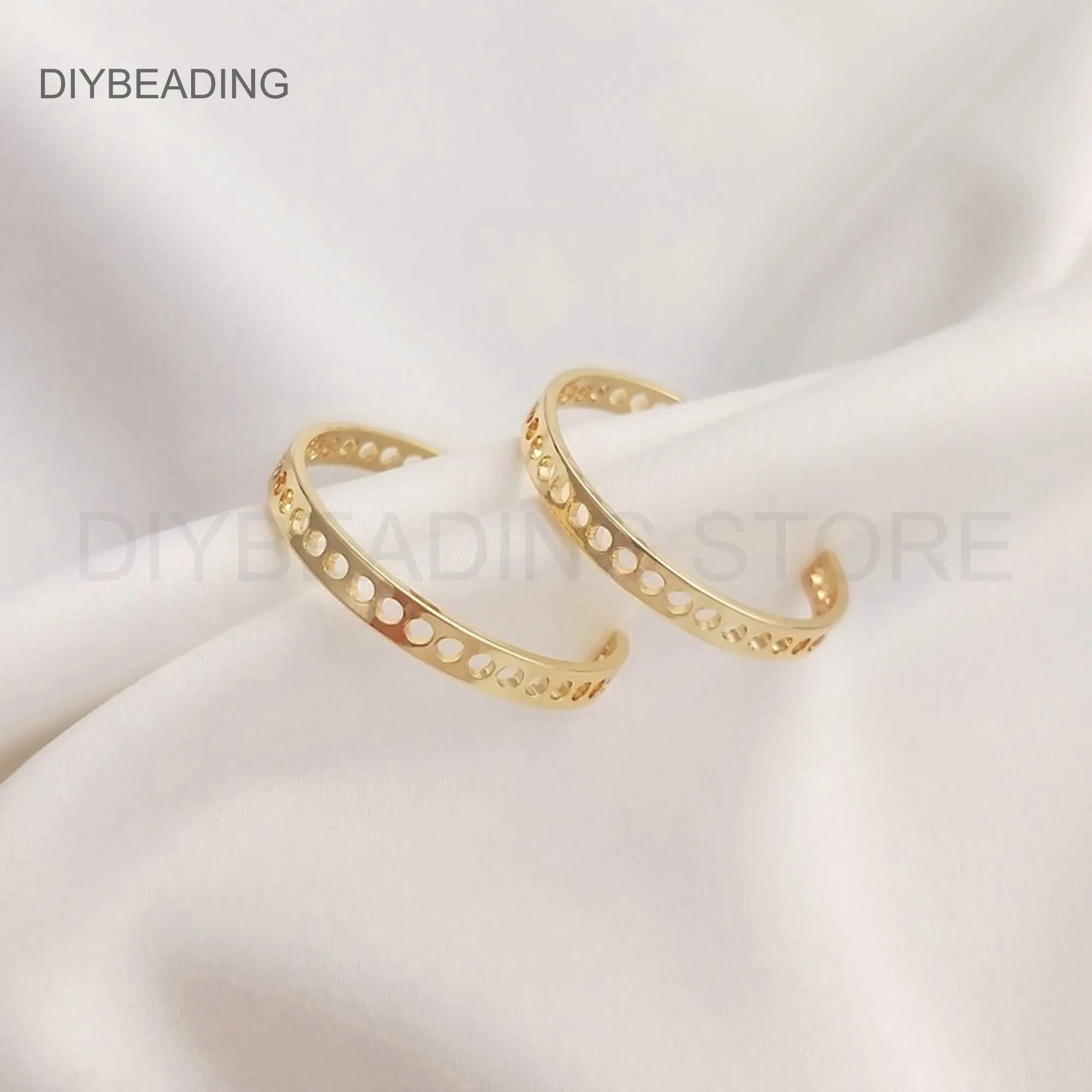 Women Earrings Lots Supply 14K Gold Plated Brass Open Circle Minimalist Hoop Earring with 925 Silver Pin (1 Inch Hoop)