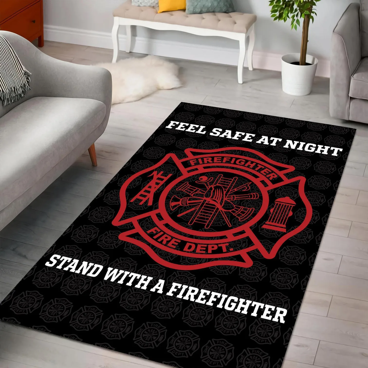 Feeling Safe With Firefighter Premium Rug 3D Printed Area Rug Non-slip Mat Dining Room Living Room Soft Bedroom Carpet