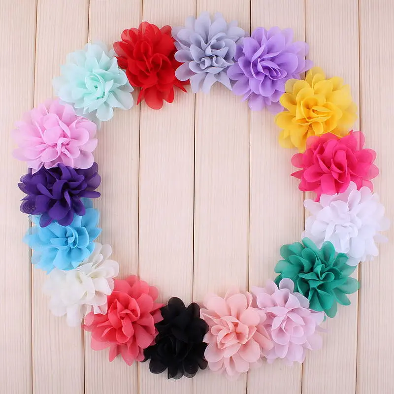 

20PCS 5CM 1.97" Chiffon Flowers Boutique Bouquet For Hair Headband Accessories DIY Head Wear Hair Fabric No Clips