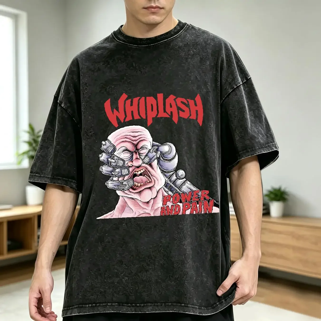 washed T Shirt WHIPLASH POWER AND PAIN Cotton Size S M L 234XL T1831 vintage Washed Slightly homme Unisex Casual Versatile