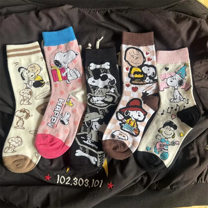 New Snoopy Socks Kawaii Cartoon Long Cotton Socks for Men and Women Fashion Warm Trendy Socks Versatile Socks Gift