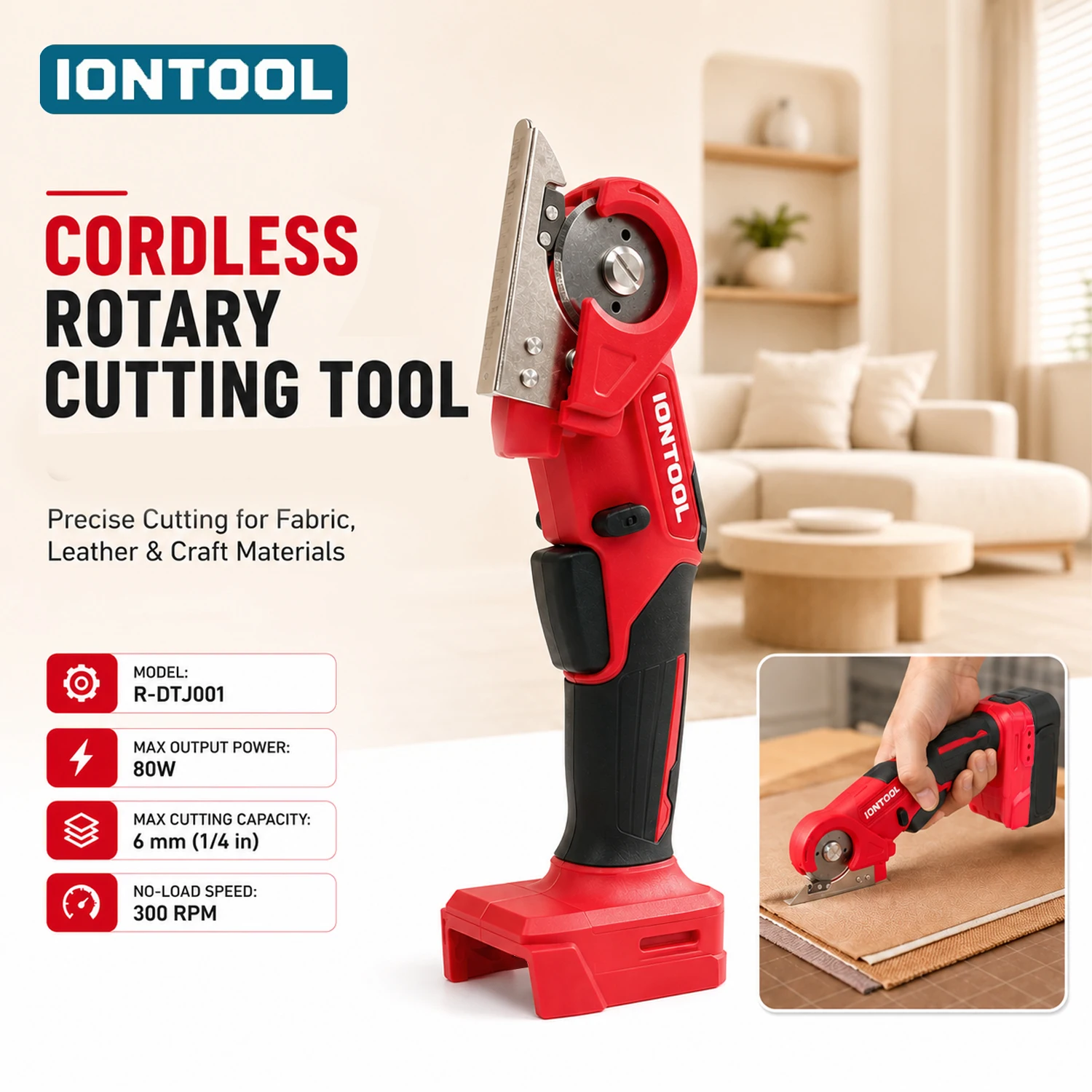 IONTOOL Red Brushless Cordless Carpet Trimmer Power Tools Bare Unit for DIY Tufting Rug Trimming Work