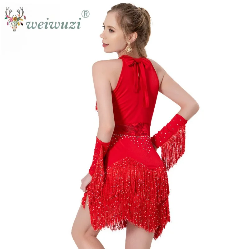 Sexy Latin Dance Practice Clothing Sequins Tassel Dress Hip Wrap Skirt Tango Chacha Samba Professional Performance Costumes