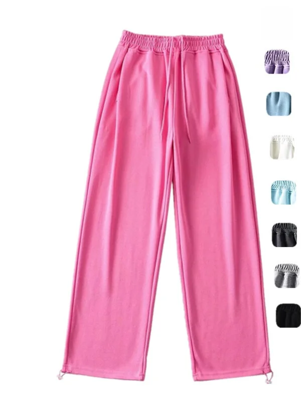 بنطلون رياضي نسائي بخصر مرتفع ورباط، تصميم عصري للربيع والخريف، فضفاض ومستقيم الساق، بنطلون طويل كاجوال #2
