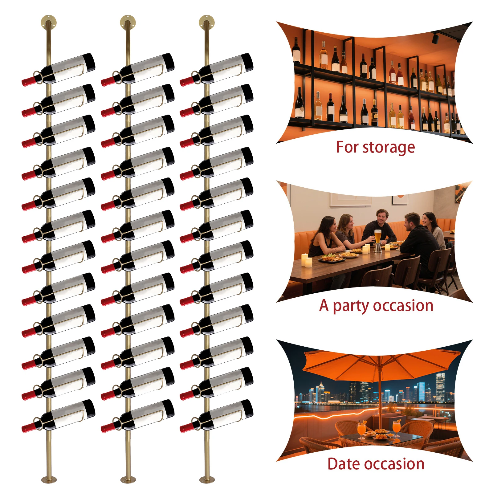 

5 Pack Wine Bottle Display Holder DIY Detachable Wall Hanging Bottle Holder for Kitchen Pantry Dining Room Bar