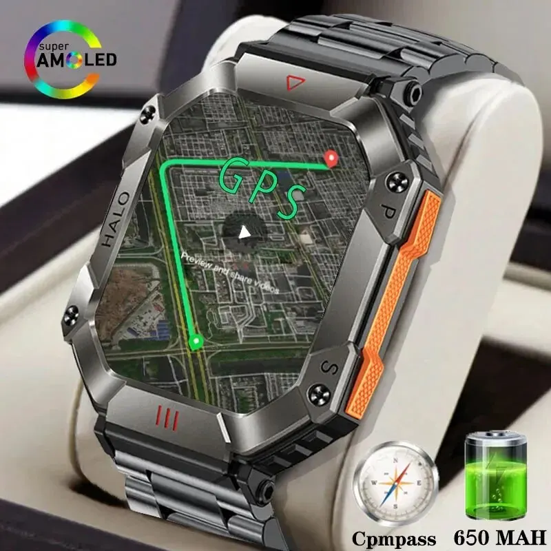 GEJIAN-Montre intelligente militaire pour homme, GPS, Android, IOS, montres de fitness, étanche IP68, 2.0 'AI, voix, Bluetooth, appel, 2023