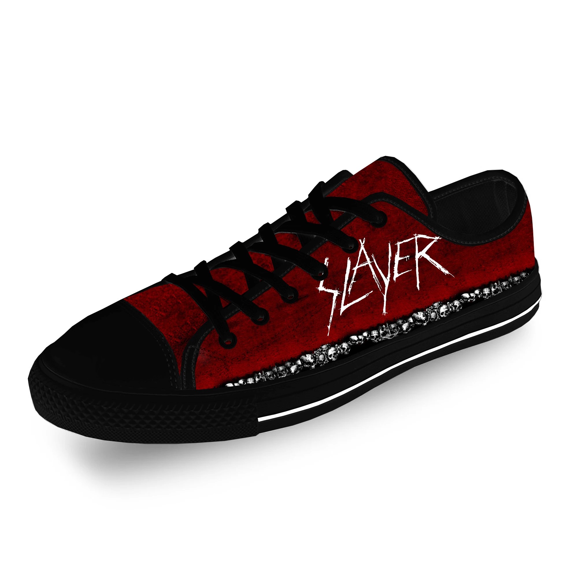 Slayer Heavy Metal Rock Band Horror Scary Casual Cloth 3D Print Low Top Canvas Fashion Shoes Men Women  Breathable Sneakers