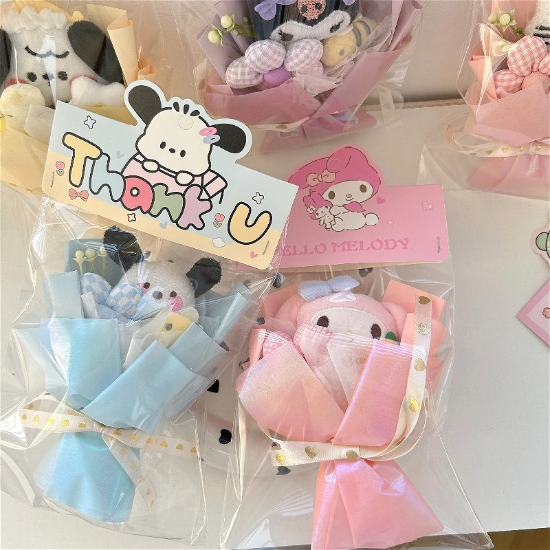 

Sanrio креативный цветочный букет кукла Kuromi Melody Cinnamoroll ручной работы подарок на день Святого Валентина и день рождения плюшевое мини-украшение