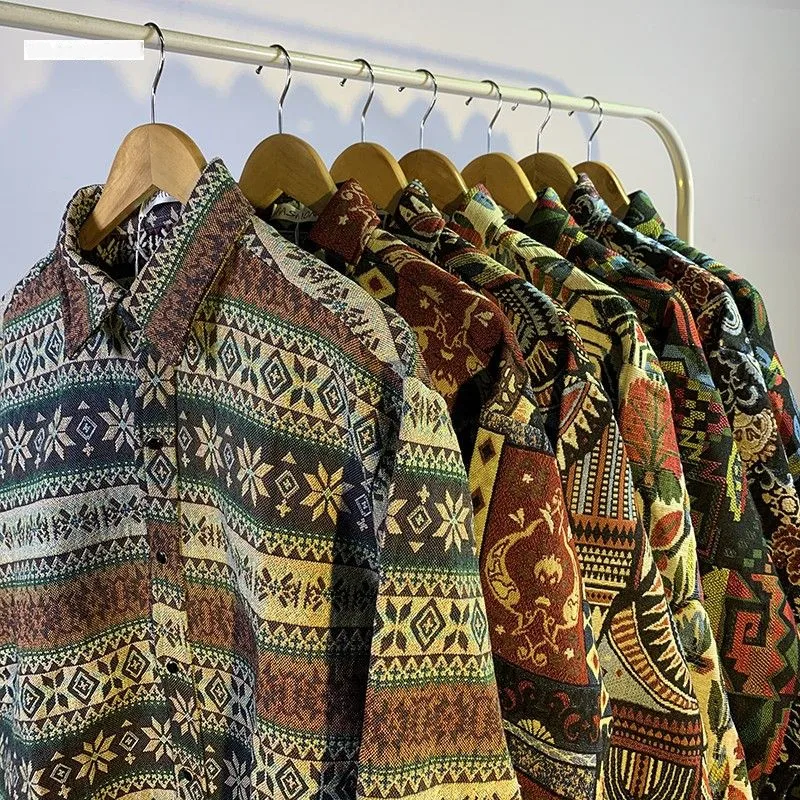 

Cuban Vintage Men's Loose Long Sve Woolen irt Autumn Winter Japanese Sle Retro Couple Faion Outerwear Youth