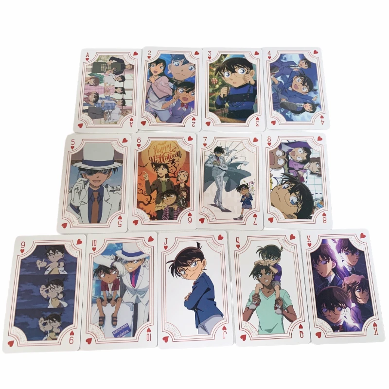 Detective Conan Playing Cards Anime Figure Conan Kawaii Collection Poker Cute HD Print Playing Card Kids Toys Puzzle Props Gifts