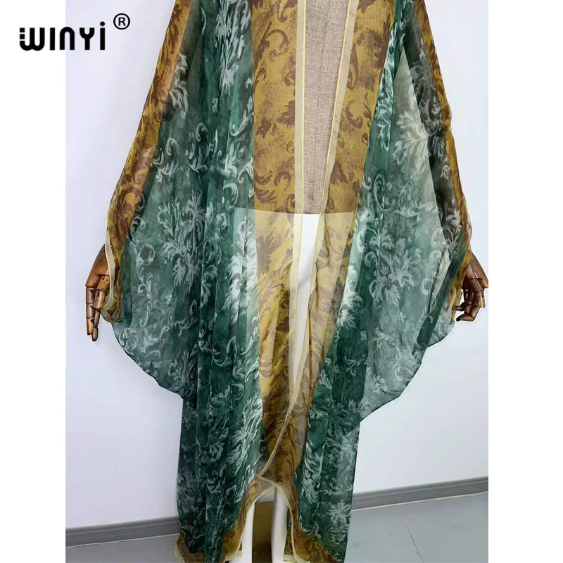 European beach dress Kaftan WINYI bikini sweet lady New party Cardigan Perspective sexcy Boho Holiday Batwing Sleeve KIMONO