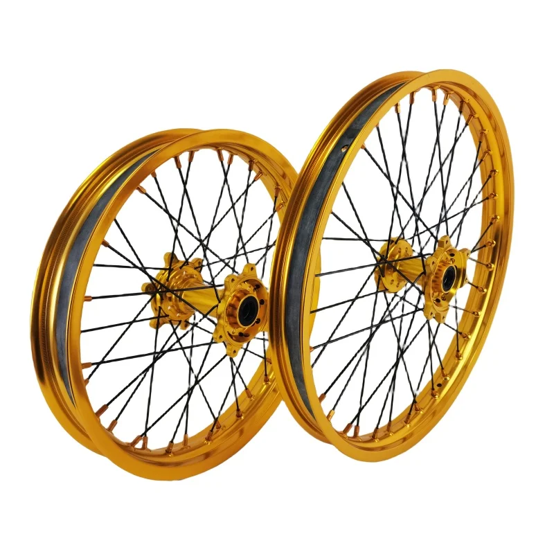 

【2025】Factory Direct Sale For Surron Electric Dirt Bike Gold Rims And Hubs Wheelset With Rubber Belt