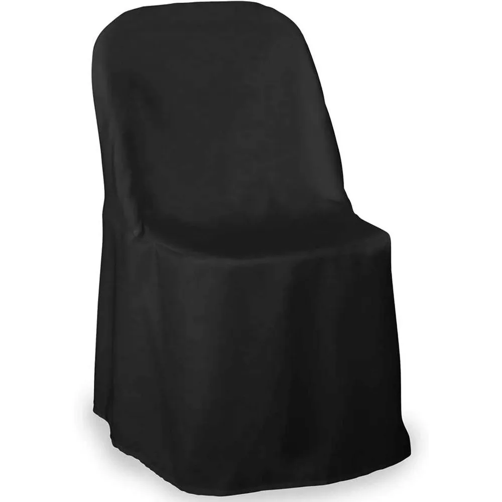 

Black Polyester Chair Covers Set of 10 for Weddings, Parties, and Banquets - Lann's Elegant Cloth Slipcovers