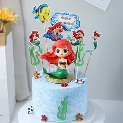 Disney Little Mermaid Ariel Birthday Party Cake Decorations Paper Caketopper Plastic Topper For Girls Baby Shower Cake Supplies