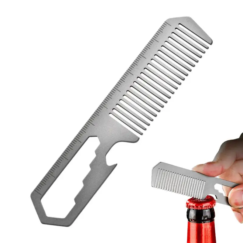 Men Metal Comb Titanium Alloy Grooming Comb Portable Hair Brush Light Anti-Static Grooming Comb Bottle Opener For Hair