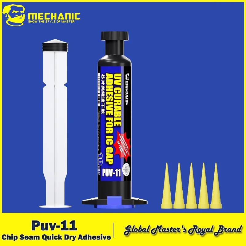 【MECHANIC】PUV-11Chip Seam Quick Dry Adhesive apply to Hard disk CPU and Screen IC Sealing High Fine Black Fixed seal Adhesive