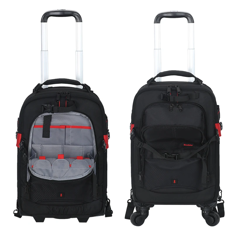 Large Capacity Durable Detachable Wheels and Partitions Luggage Camera Bags for Photography