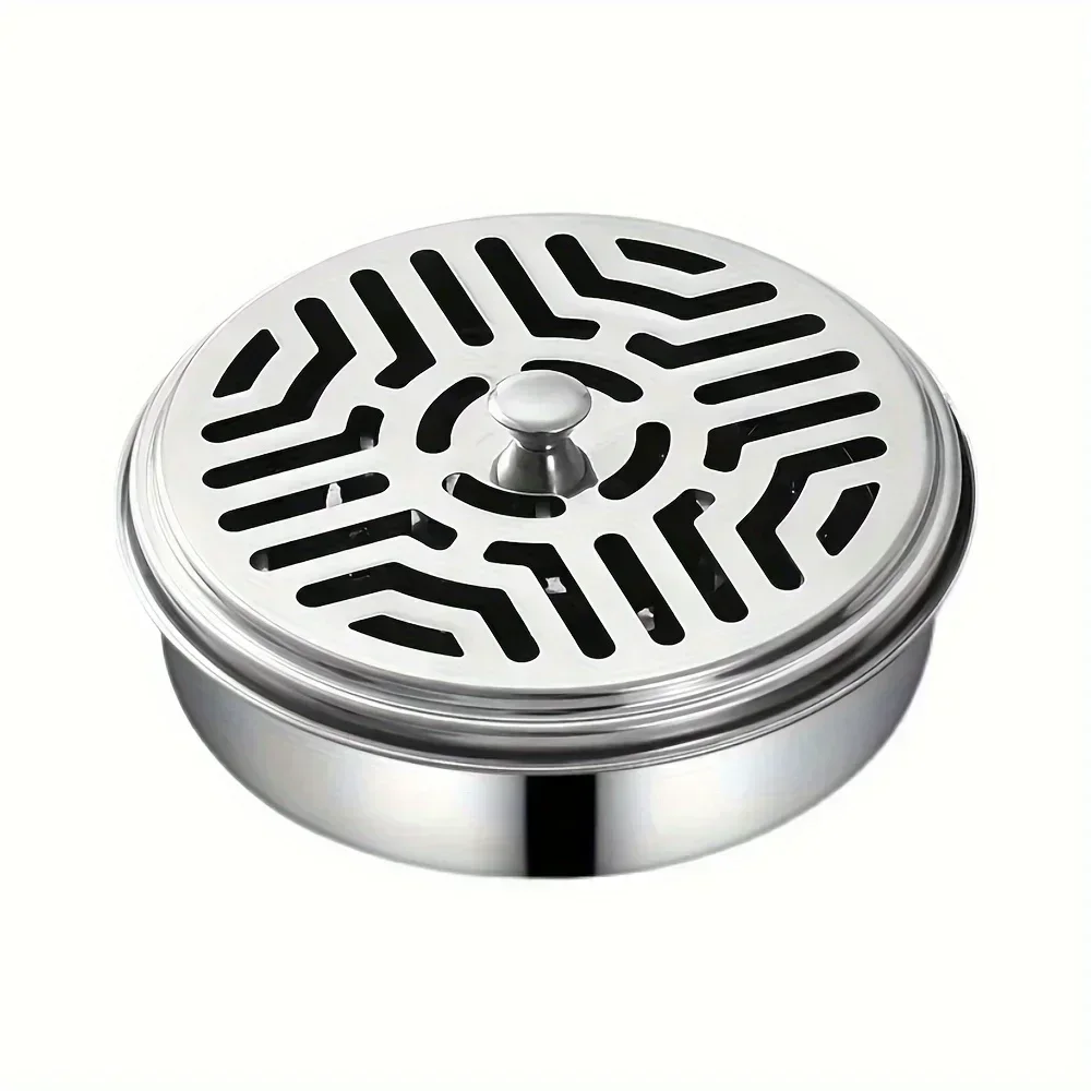 

1pcs Stainless Steel Mosquito Coil Holder with Lid, Fireproof and Anti-scalding, Safe Outdoor Portable Mosquito Coil Box