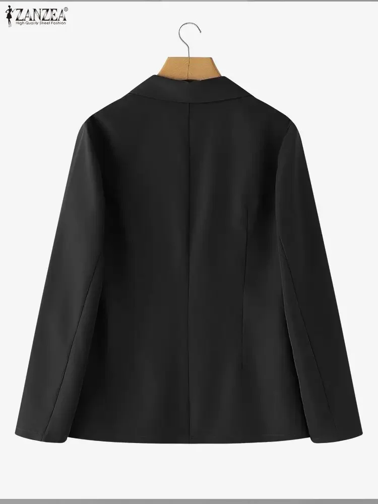 ZANZEA الخريف التلبيب الرقبة طويلة الأكمام السترة جاكيتات النساء 2025 أنيق مكتب مزدوجة الصدر السترة الدعاوى أنيقة OL أبلى