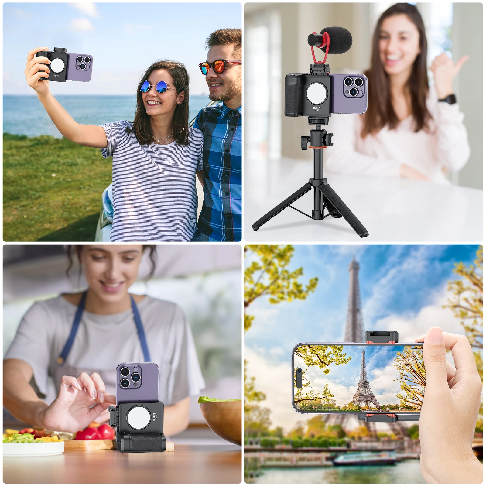 UURIG PH-14 Phone CapGrip Handheld Selfie Booster Wireless Remote Control Shutter Hand Grip For iPhone with Fill Light Lamp