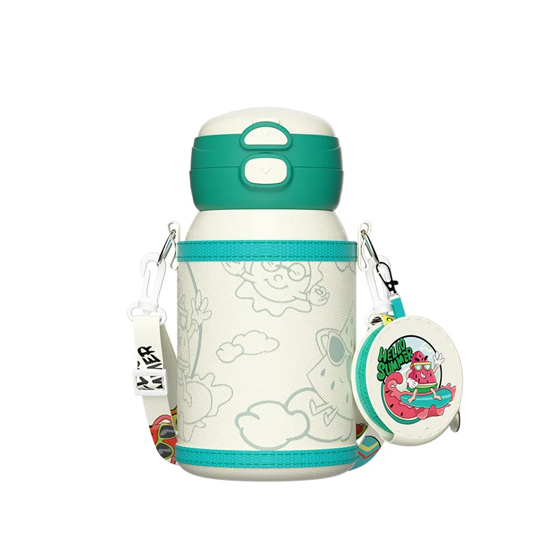 316 Cartoon Double Drink Stainless Steel Thermos Good-Looking Cute with Straw Double Drink Large-Capacity Water Children's Cups