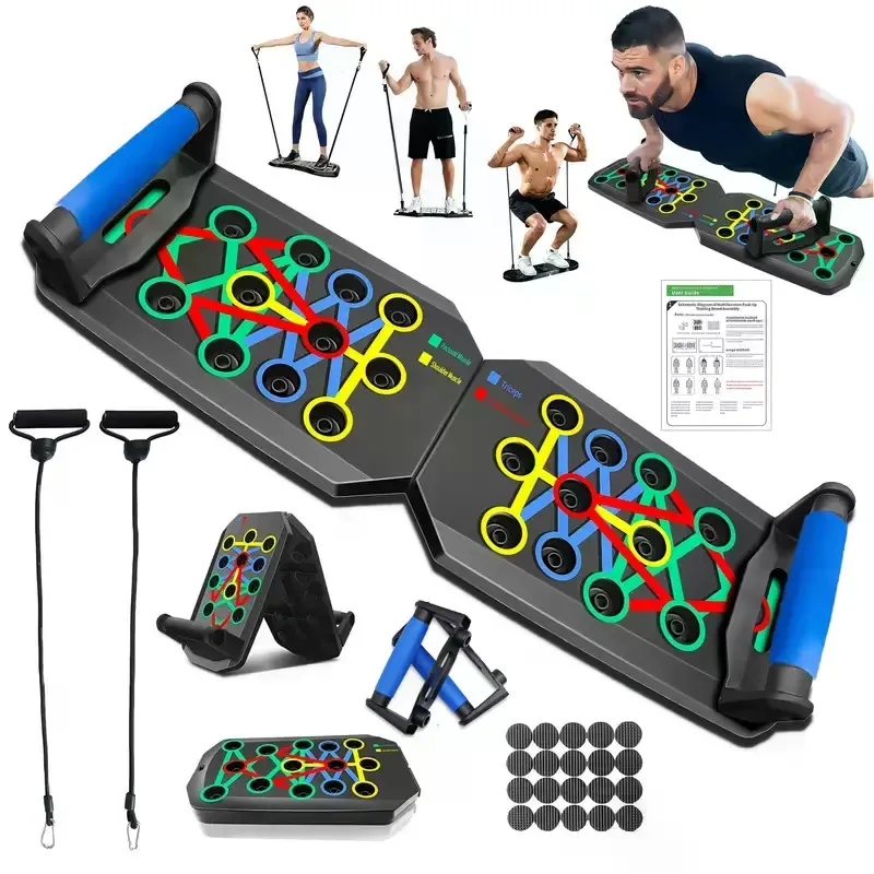 28 in 1 Push Up Board, Portable Foldable Push Up Bar and Handles for Home Gym, Strength Training Equipment for Men and Women
