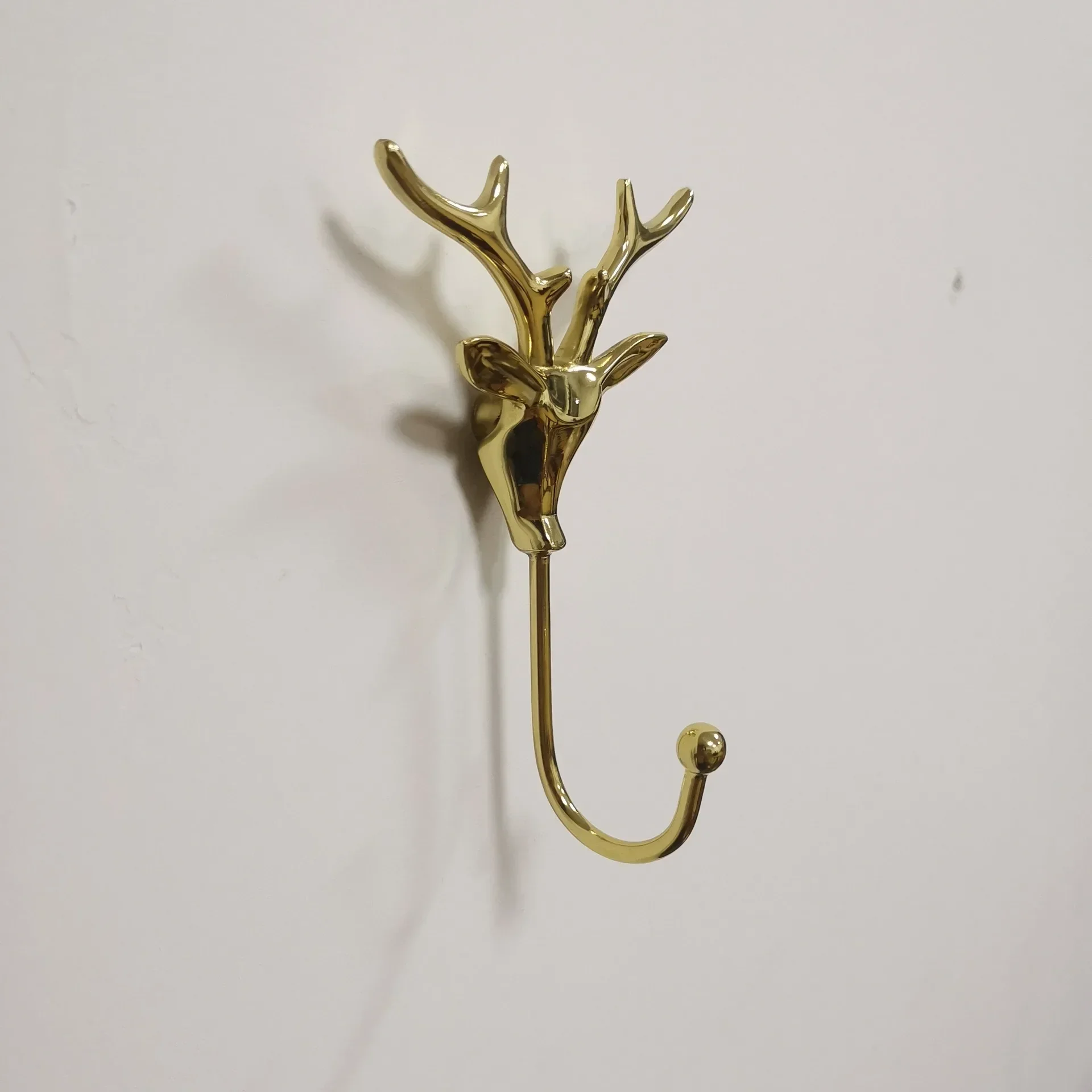 Brass Home Hook Gold Deer Head Hooks Keys Pure Cooper Holder Wall Hook Multifunction Hanging Hook Furniture Decoration Hardware