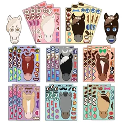 8PCS Animal Horse Coffee Horse Brown Horse Puzzle Stickers Cartoon Face Stickers DIY Creative Table Decoration Stickers